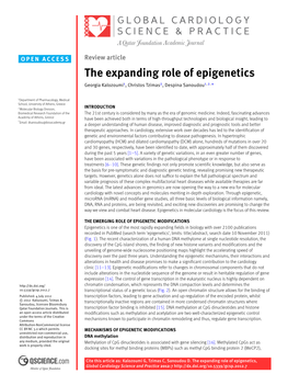 The Expanding Role of Epigenetics Georgia Kalozoumi1, Christos Tzimas2, Despina Sanoudou1,2,*