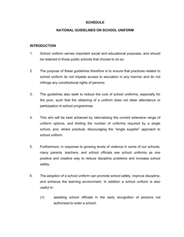 National Guidelines on School Uniform