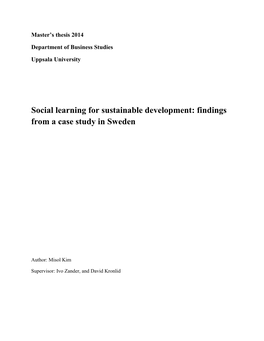 Social Learning for Sustainable Development: Findings from a Case Study in Sweden