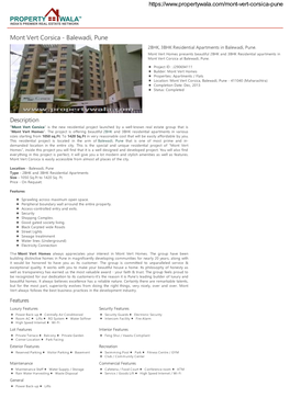 Mont Vert Corsica - Balewadi, Pune 2BHK, 3BHK Residential Apartments in Balewadi, Pune