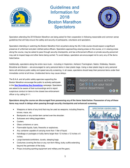 Guidelines and Information for 2018 Boston Marathon Spectators