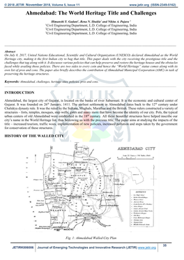 Ahmedabad: the World Heritage Title and Challenges