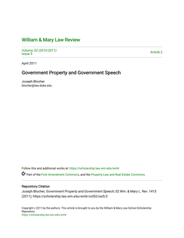 Government Property and Government Speech