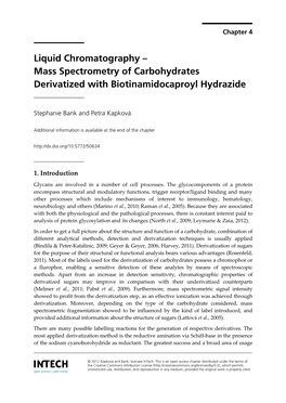 Mass Spectrometry of Carbohydrates Derivatized with Biotinamidocaproyl Hydrazide