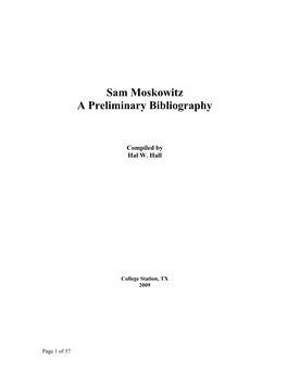 Sam Moskowitz Bibliography Working File