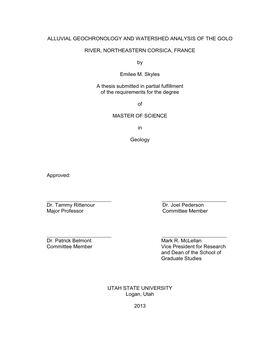 Alluvial Geochronology and Watershed Analysis of the Golo