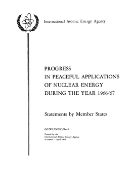 Progress in Peaceful Applications of Nuclear Energy During the Year 1966/67