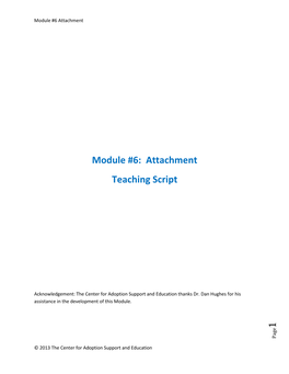 1 Module #6: Attachment Teaching Script