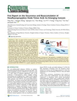 First Report on the Occurrence and Bioaccumulation Of