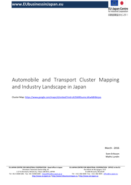 Automobile and Transport Cluster Mapping and Industry Landscape in Japan
