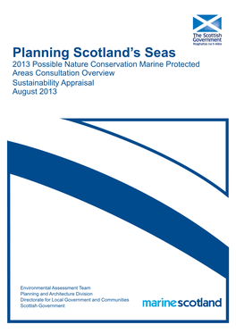 2013 Possible Nature Conservation Marine Protected Areas Consultation Overview Sustainability Appraisal August 2013