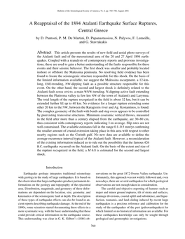 A Reappraisal of the 1894 Atalanti Earthquake Surface Ruptures, Central Greece by D