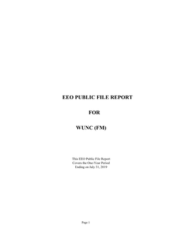 Eeo Public File Report for Wunc (Fm)