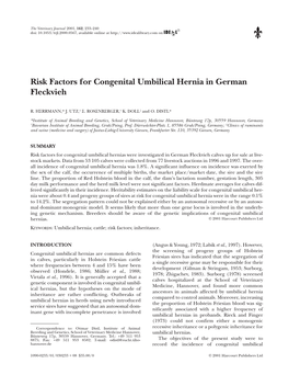 Risk Factors for Congenital Umbilical Hernia in German Fleckvieh