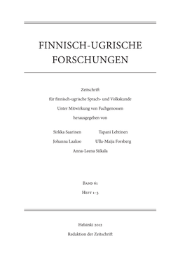 Finnisch-Ugrische Forschungen