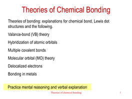 Theories of Chemical Bonding