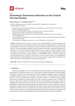 Neurotropic Enterovirus Infections in the Central Nervous System