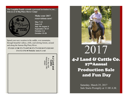 Production Sale and Fun Day 4-J Land & Cattle