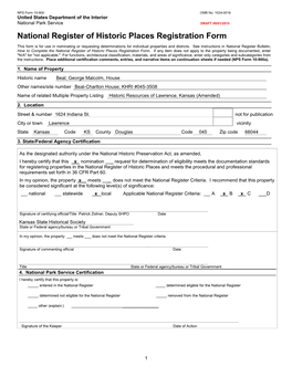 NPS Form 10 900 OMB No. 1024 0018