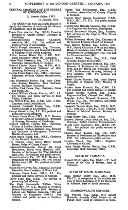 Supplement to the London Gazette, 1 January, 1954