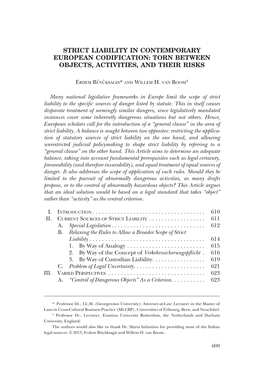 Strict Liability in Contemporary European Codification: Torn Between Objects, Activities, and Their Risks