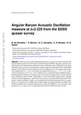 Angular Baryon Acoustic Oscillation Measure at Z=2.225 from the SDSS Quasar Survey