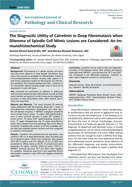 The Diagnostic Utility of Calretinin in Deep Fibromatosis When Dilemma