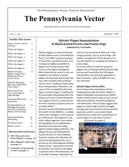 The Pennsylvania Vector Control Association the Pennsylvania Vector Spreading News to the Vector Control Community