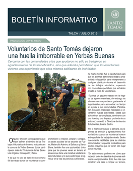 Voluntarios De Santo Tomás Dejaron Una Huella Imborrable En Yerbas