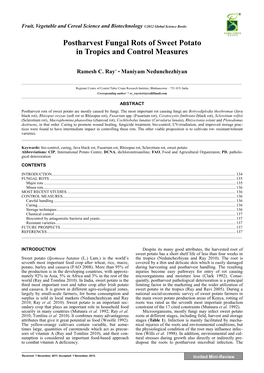 Postharvest Fungal Rots of Sweet Potato in Tropics and Control Measures