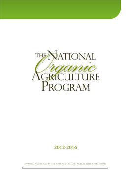 National Organic Agriculture Program 2012-2016