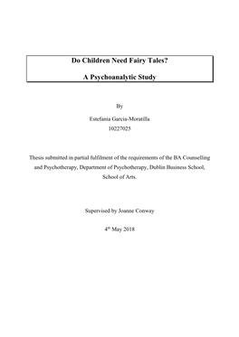 Do Children Need Fairy Tales? a Psychoanalytic Study