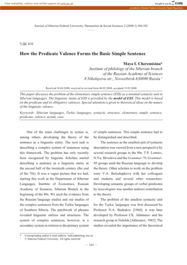 How the Predicate Valence Forms the Basic Simple Sentence