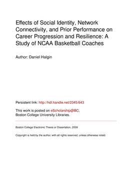 A Study of NCAA Basketball Coaches