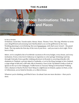 50 Top Honeymoon Destinations: the Best