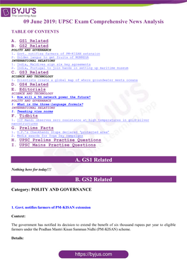 09 June 2019: UPSC Exam Comprehensive News Analysis A