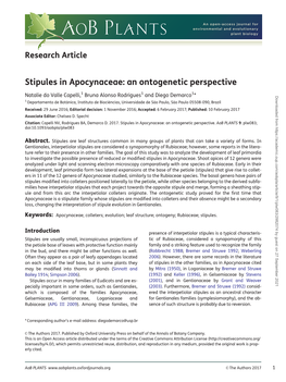Stipules in Apocynaceae: an Ontogenetic Perspective