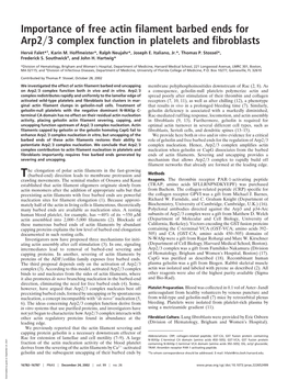 Importance of Free Actin Filament Barbed Ends for Arp2 3 Complex