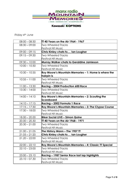 Radio TT Programme Schedule