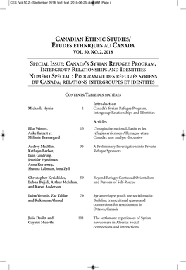 Canadian Ethnic Studies/ Études Ethniques Au Canada Vol