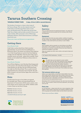 Tararua Southern Crossing Factsheet