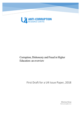 Corruption, Dishonesty and Fraud in Higher Education: an Overview