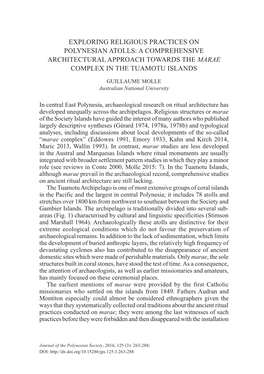 Exploring Religious Practices on Polynesian Atolls: a Comprehensive Architectural Approach Towards the Marae Complex in the Tuamotu Islands