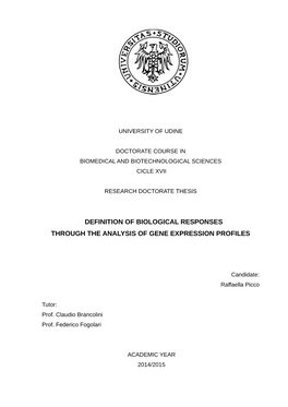 Definition of Biological Responses Through the Analysis of Gene Expression Profiles