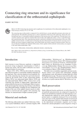 Connecting Ring Structure and Its Significance for Classification of the Orthoceratid Cephalopods