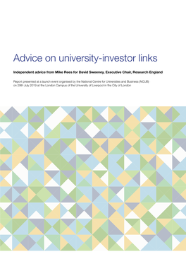 Advice on University-Investor Links