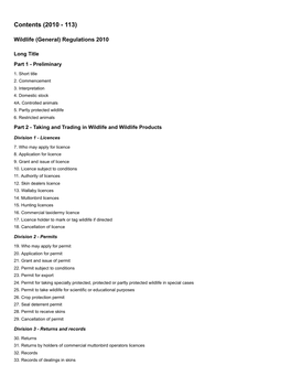 Wildlife (General) Regulations 2010