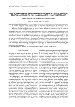 Vegetation Communities and Edaphic Relationships Along a Typical Coastal Saltmarsh to Woodland Gradient in Eastern Tasmania