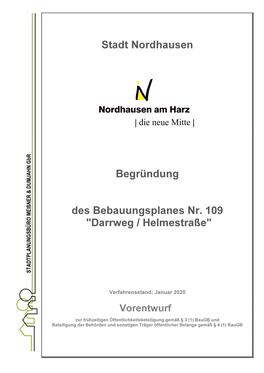 Stadt Nordhausen Begründung Des Bebauungsplanes Nr