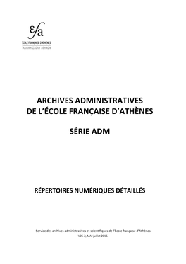 Administratives De L’École Française D’Athènes